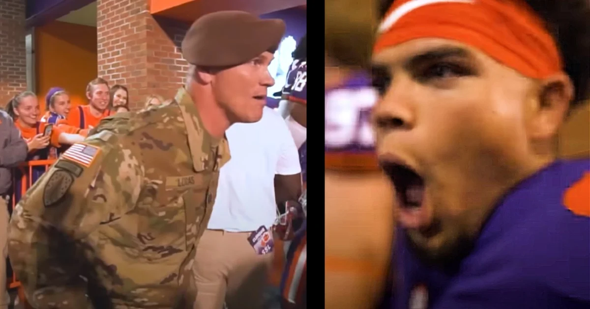 Moments Before 1 of the Clemson Football Home Games, Military Dad Steps Out to Surprise Son